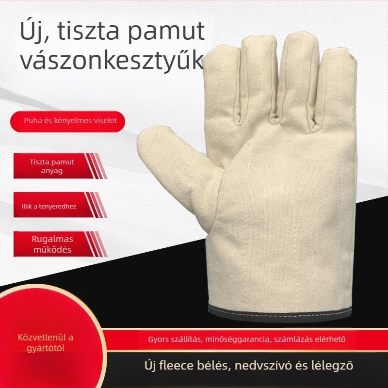 Pamutvászonból készült hegesztő kesztyűk, hőszigeteltek, kopásállók, lélegzők