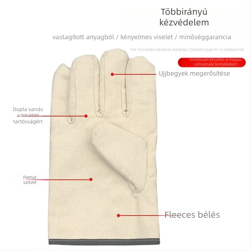 Pamutvászonból készült hegesztő kesztyűk, hőszigeteltek, kopásállók, lélegzők