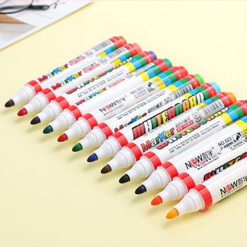 XINNIAN Törölhető fehér táblás marker — műanyag test, újratölthető tinta, alkalmas papír, fehér tábla, üveg és porcelán felületekre; PVC csomagolás; logó nyomtatás elérhető.