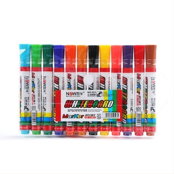 XINNIAN Törölhető fehér táblás marker — műanyag test, újratölthető tinta, alkalmas papír, fehér tábla, üveg és porcelán felületekre; PVC csomagolás; logó nyomtatás elérhető.