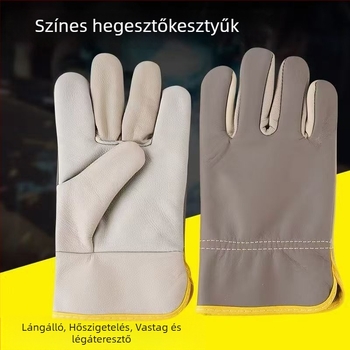 Hegesztési védőkesztyűk borjúbőrből, kopásálló, színes bőr dizájn, sofőr- és matróz-stílusú munkavédelmi kesztyűk