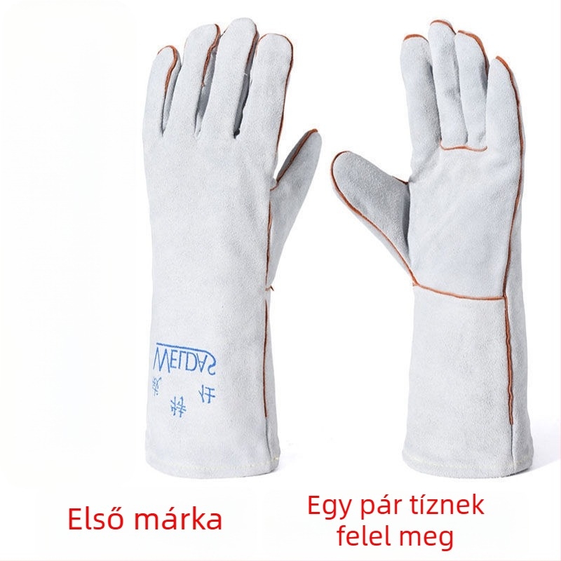 Hegesztő kesztyűk tehénbőrből – hőálló, kopásálló, védelem magas hőmérsékleteknél