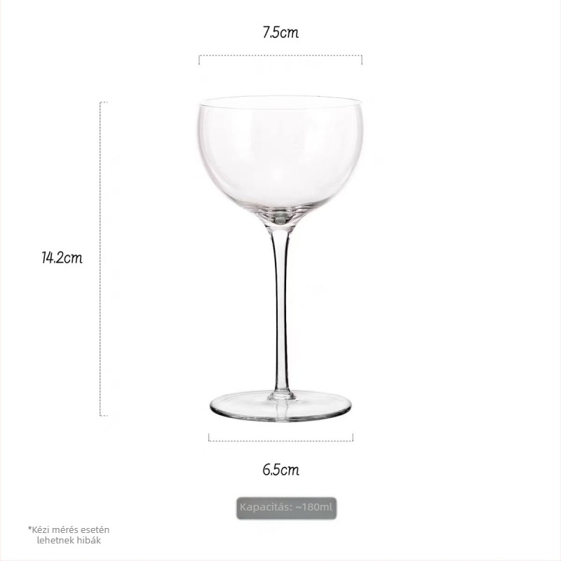 Kristály koktél pohár, 201–300 ml, japán stílusú, fordított szájjal, nyomtatott logóval, kartondobozban
