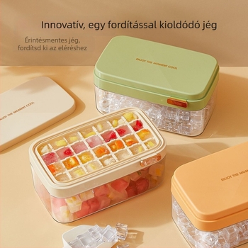 Új jégkocka forma egygombos kioldással és hajlított dizájnnal, konyhai jégtároló doboz