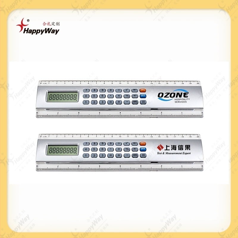 Szabott logóval és többfunkciós vonalzóval ellátott számológép, ABS anyagból, 8 számjegyű kijelző, elemmel
