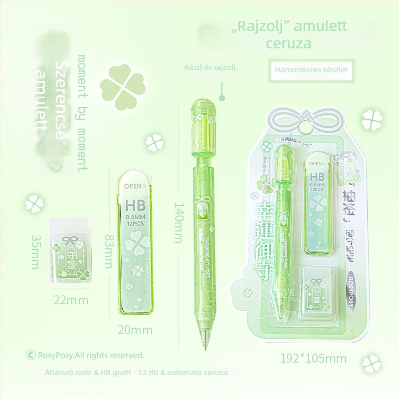 RosyPosy mechanikus ceruza készlet – áttetsző test, Rs257q, PVC, egyenként csomagolt, rajzfilm stílus