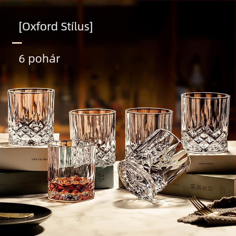 Skandináv stílusú üvegpohár-készlet, tartalmaz 1 palackot, 6 poharat, szarvas pohártartót és tükrös tálcát