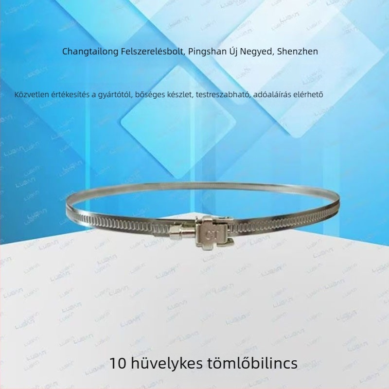CT márkájú rozsdamentes acél gyorskioldó csőkapocs levegőcsatornákhoz; névleges átmérő 190 mm, rögzítő átmérő 250 mm, általános célú.