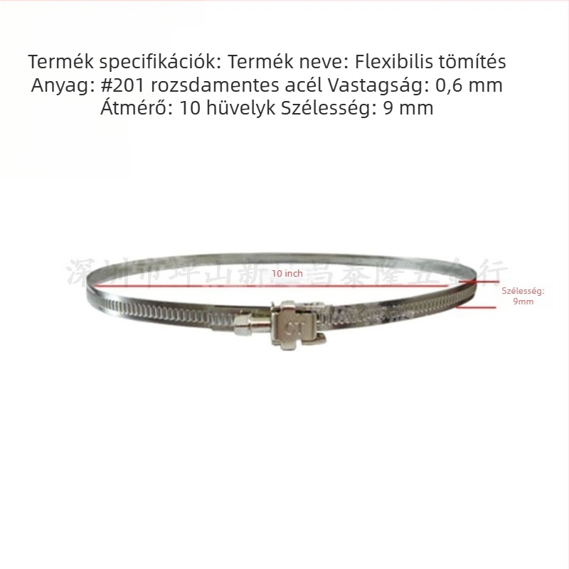 CT márkájú rozsdamentes acél gyorskioldó csőkapocs levegőcsatornákhoz; névleges átmérő 190 mm, rögzítő átmérő 250 mm, általános célú.