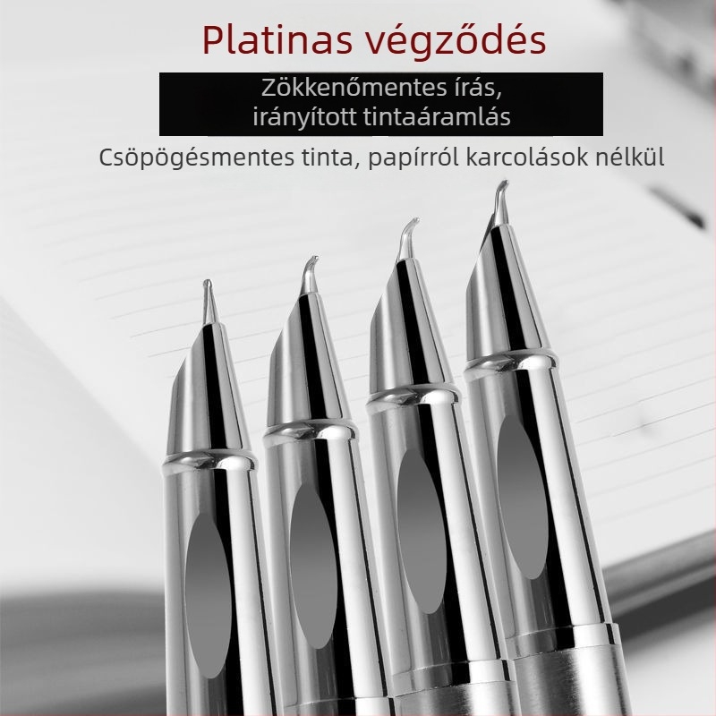 Fém toll a kalligráfiához hajlított tollheggyel és irídium heggyel – alkalmas vázlatokhoz és gyakorláshoz, ajándék dobozban