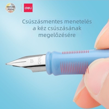 Deli töltőtoll diákoknak A932, kezdőknek, harmadik osztály, műanyag test, fém tollhegy, tintatartályos rendszer