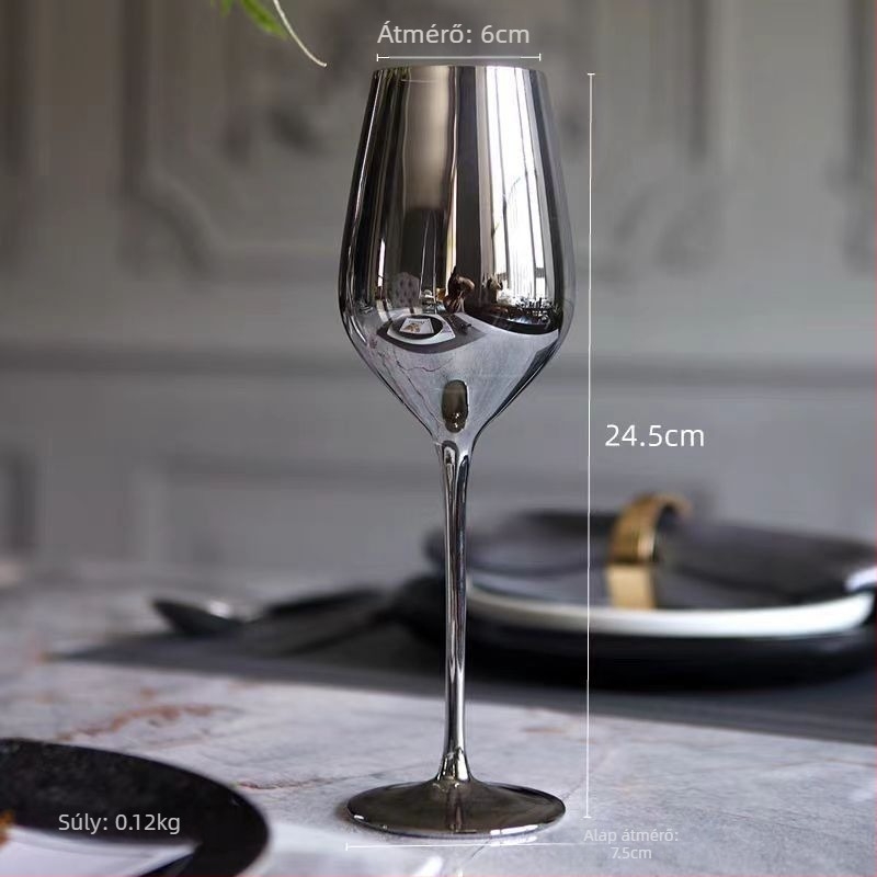 Vörösboros pohár, üveg, modern minimalist stílus, logónyomtatással testreszabható, súly 150 g