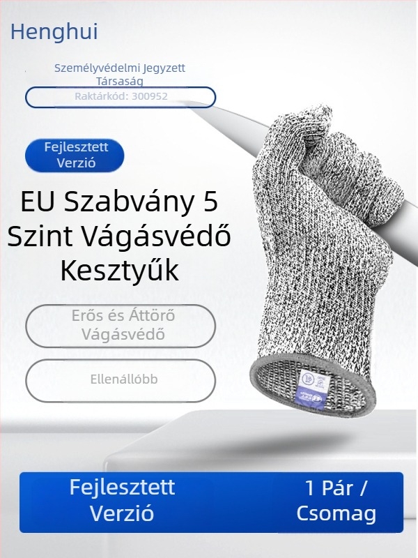 Henghui HPPE Anti-Cut kesztyűk, 5. szint, mechanikai megmunkálásra, üvegkezelésre és faragásra