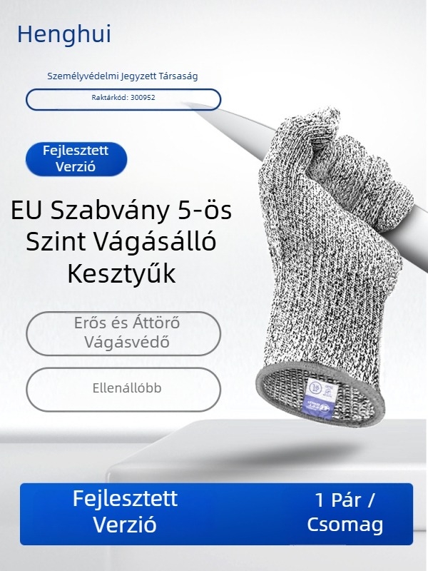 Henghui HPPE Anti-Cut kesztyűk, 5. szint, mechanikai megmunkálásra, üvegkezelésre és faragásra