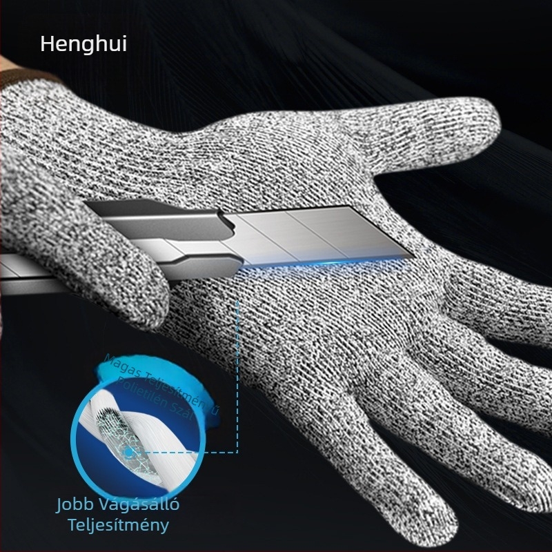 Henghui HPPE Anti-Cut kesztyűk, 5. szint, mechanikai megmunkálásra, üvegkezelésre és faragásra