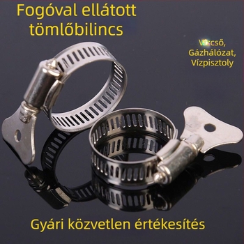 Rozsdamentes acél vízcső csipesz fogantyúval autómosó pisztoly csatlakozóhoz, tömlőcsipt, névleges Ø26 mm, rögzítő Ø25 mm