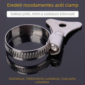 Rozsdamentes acél vízcső csipesz fogantyúval autómosó pisztoly csatlakozóhoz, tömlőcsipt, névleges Ø26 mm, rögzítő Ø25 mm