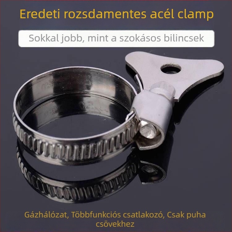 Rozsdamentes acél vízcső csipesz fogantyúval autómosó pisztoly csatlakozóhoz, tömlőcsipt, névleges Ø26 mm, rögzítő Ø25 mm