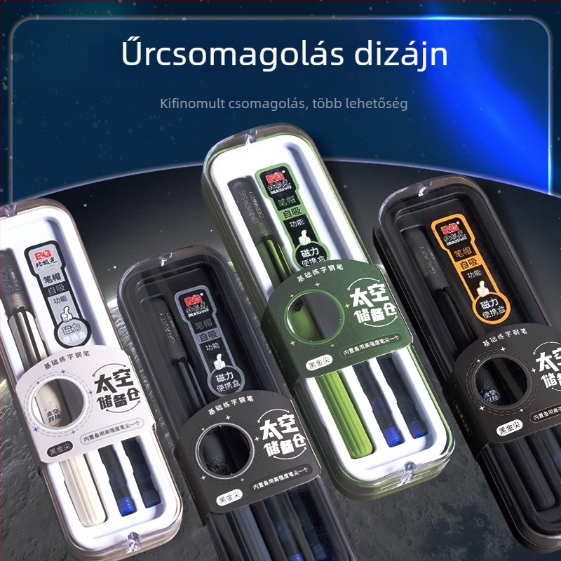 Űrkapszula toll harmadik osztályos diákok számára, mágneses csatlakozás, gyorsan száradó tinta, Északi Fény téma