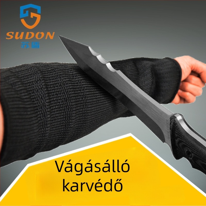 Anti-cut karvédő, erős poliészter fonallal és acéldróttal megerősítve, kültéri önvédelemre