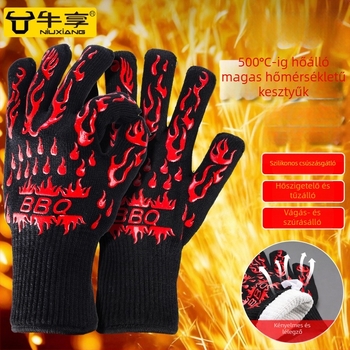 Niu Xiang szilikon kesztyűk – hőszigetelés, tűzálló, magas hőmérséklet ellenálló, konyhai használatra