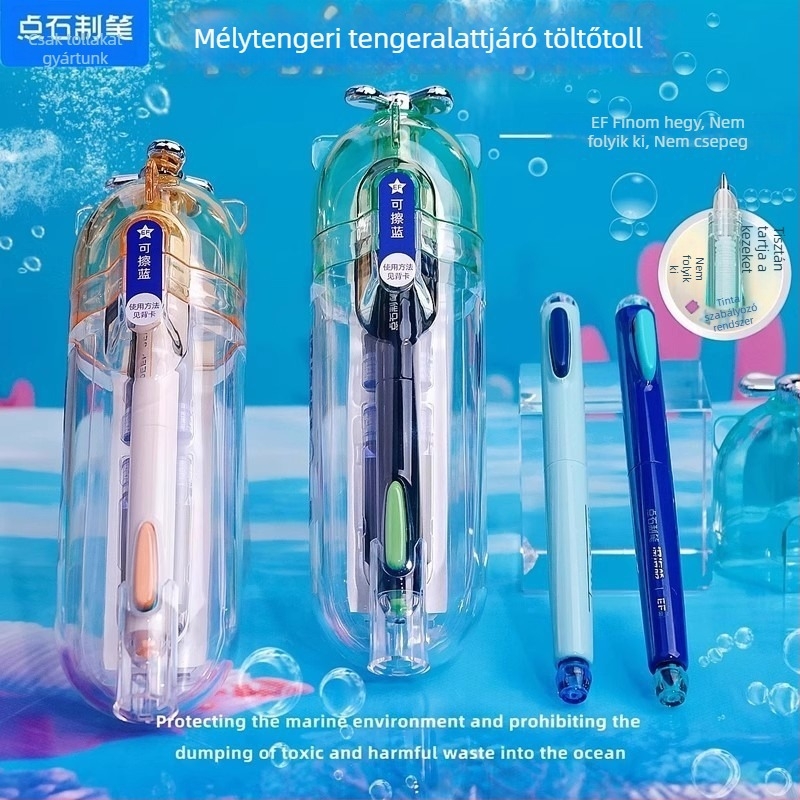 Touchstone 7144 rozsdamentes acél toll, vékony EF heg, kaligráfiához és írásgyakorlathoz, cserélhető tinta zsák, 4 tinta zsák