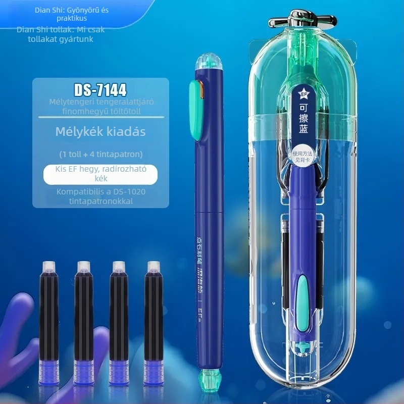 Touchstone 7144 rozsdamentes acél toll, vékony EF heg, kaligráfiához és írásgyakorlathoz, cserélhető tinta zsák, 4 tinta zsák
