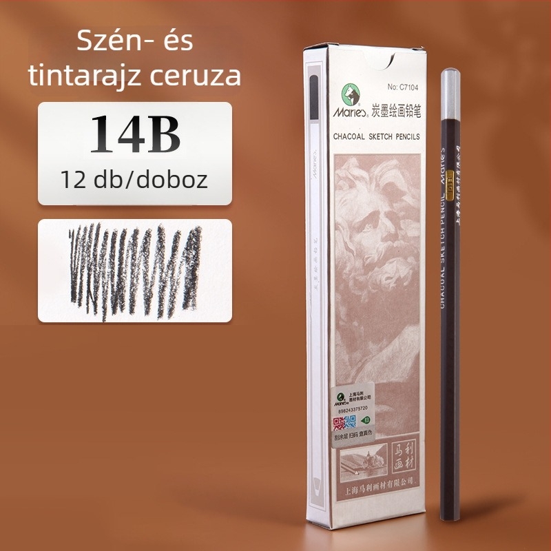 Marie’s C7104 kezdő sketch ceruzák — 12B, 14B, 16B, matt felület, szénalapú tinta művészeti vizsgákhoz