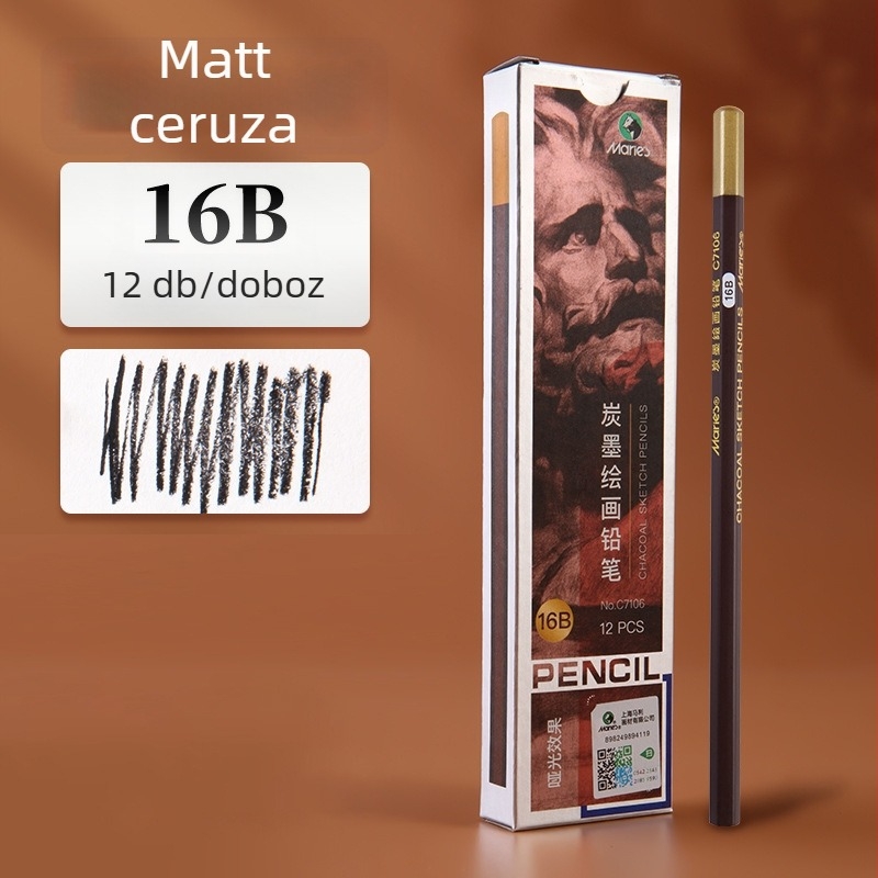 Marie’s C7104 kezdő sketch ceruzák — 12B, 14B, 16B, matt felület, szénalapú tinta művészeti vizsgákhoz