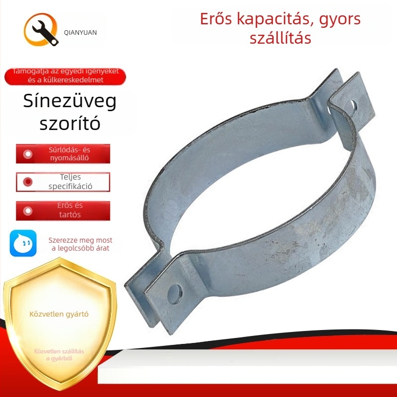 Lapos vasból készült hurok, U alakú, kettős félkörös rögzítés, rögzítő átmérő DN20–300, elektromos szerelvényekhez