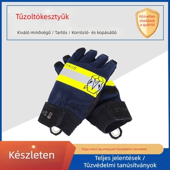 Tűzoltó képzési kesztyűk tűzvédelmi beavatkozásokhoz — csúszásmentes, kopásálló, vágásálló, hőálló; Anyag: aramid lángálló anyag