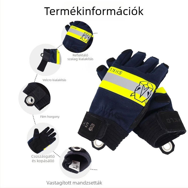 Tűzoltó képzési kesztyűk tűzvédelmi beavatkozásokhoz — csúszásmentes, kopásálló, vágásálló, hőálló; Anyag: aramid lángálló anyag