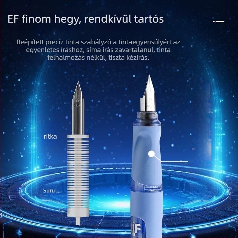 DM-706 Toll EF heggyel, műanyag test, tintaszívó zsákkal, átlátszó ablak a tintanézethez, alkalmas általános iskolásoknak