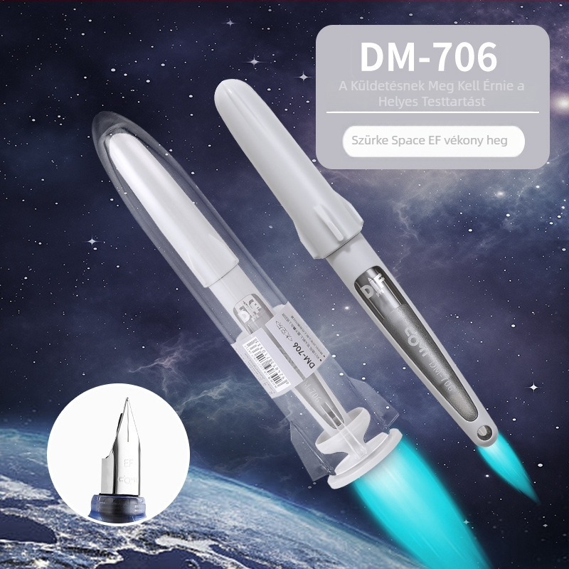 DM-706 Toll EF heggyel, műanyag test, tintaszívó zsákkal, átlátszó ablak a tintanézethez, alkalmas általános iskolásoknak