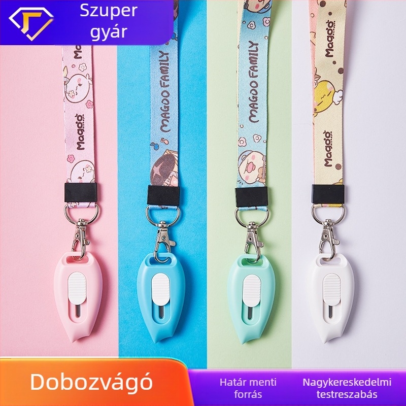 Hordozható mini irodai kés csomagok felnyitására és papírt vágására, modell 7152, anyag: fém/plasztik, penge 10, teljes hossz 65 mm, tömeg 20 g