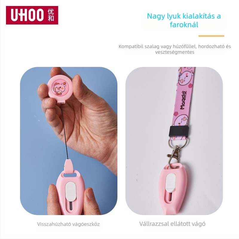 Hordozható mini irodai kés csomagok felnyitására és papírt vágására, modell 7152, anyag: fém/plasztik, penge 10, teljes hossz 65 mm, tömeg 20 g