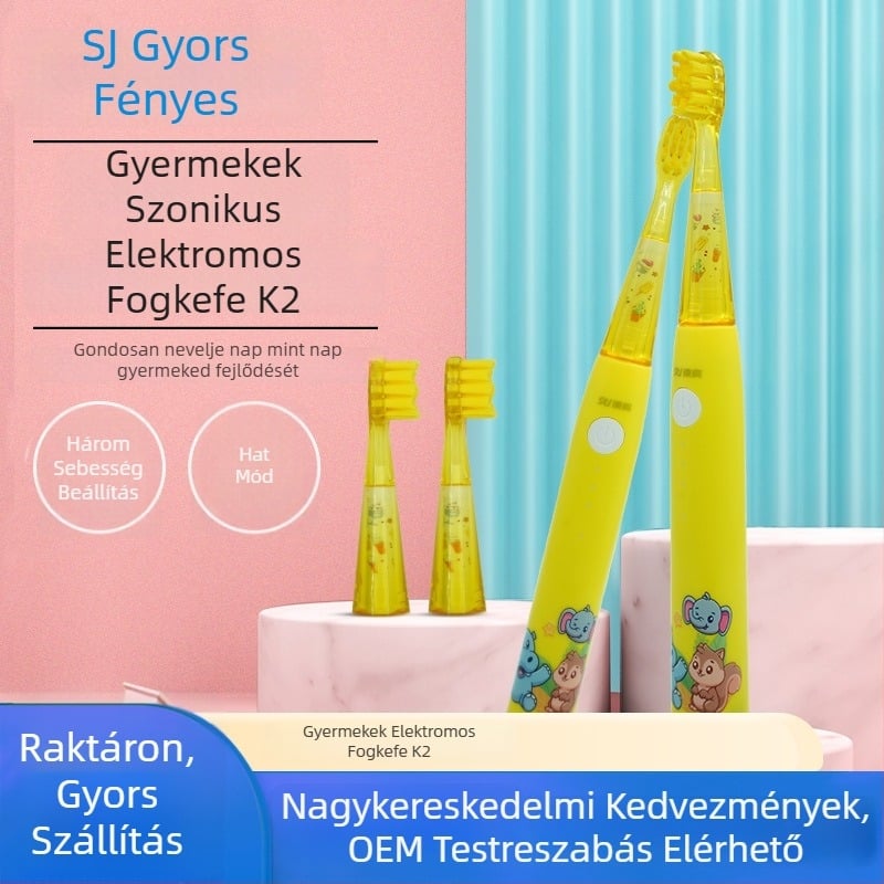 K2 Gyerekeknek szánt elektromos fogkefe fej, puha sörtéjű, rajzfilmszerű dizájn, többfejű