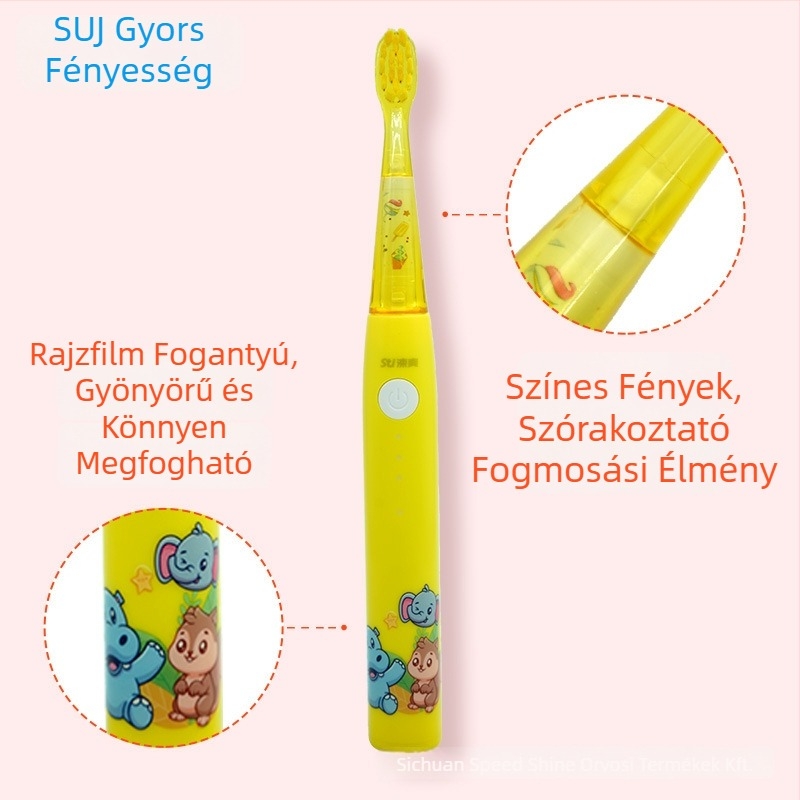 K2 Gyerekeknek szánt elektromos fogkefe fej, puha sörtéjű, rajzfilmszerű dizájn, többfejű