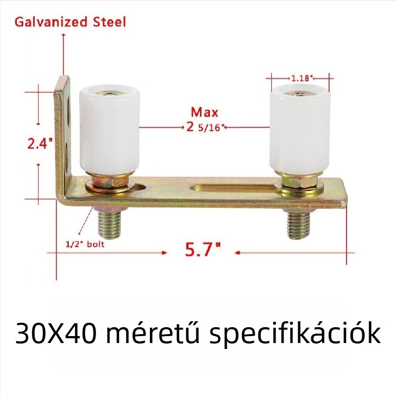 Nylon csúszóajtó vezető görgő udvari sínhez, sugár 15, maximális teher 40