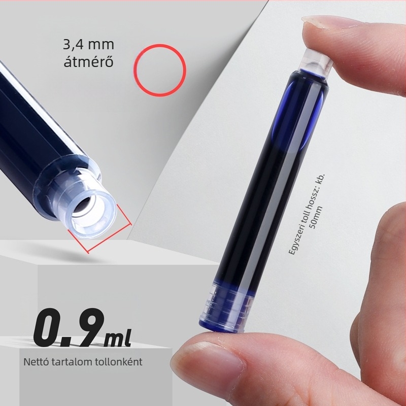 Töltőtoll tinta-sak patronok, 50 darabos készlet, univerzális kompatibilitás, modell MN