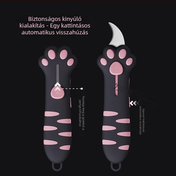 Mini macska tappancsos doboznyitó kés, rozsdamentes acél kivitel, Pingsa, modell 1