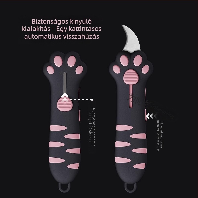 Mini macska tappancsos doboznyitó kés, rozsdamentes acél kivitel, Pingsa, modell 1