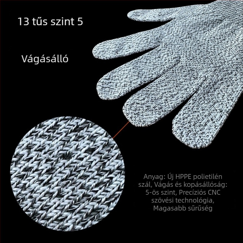 5-ös szintű vágásbiztos kesztyűk építkezéshez és otthoni használatra, ultraerős polietilén, kopásálló
