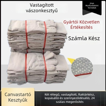 Vászon védőkesztyű hegesztéshez — kopásálló, dupla vastagítású, teljesen béléses, 24 öltés
