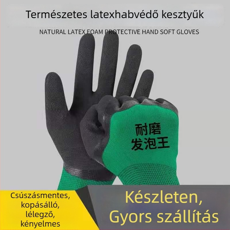 Építőipari munkakesztyűk kopásálló, csúszásmentes és lélegző, súly 1,0 kg