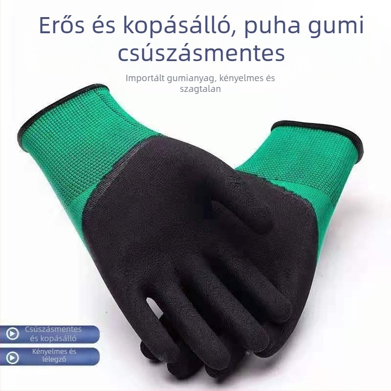 Építőipari munkakesztyűk kopásálló, csúszásmentes és lélegző, súly 1,0 kg