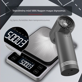 Vezeték nélküli turbóventilátor brushless motorral, beépített 6000mAh akkumulátor, 4 sebesség, zaj 45-50 dB, USB töltés