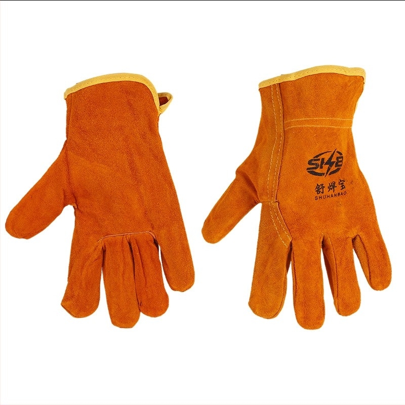 Tehénbőr hegesztő kesztyűk, kopásállóak, ipari felhasználásra: fémipar, öntés, kezelések és elektromos hegesztés