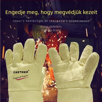 Castington para-aramid szövetből készült magas hőmérséklet-álló kesztyűk hegesztéshez, üveg- és fémipari feldolgozáshoz