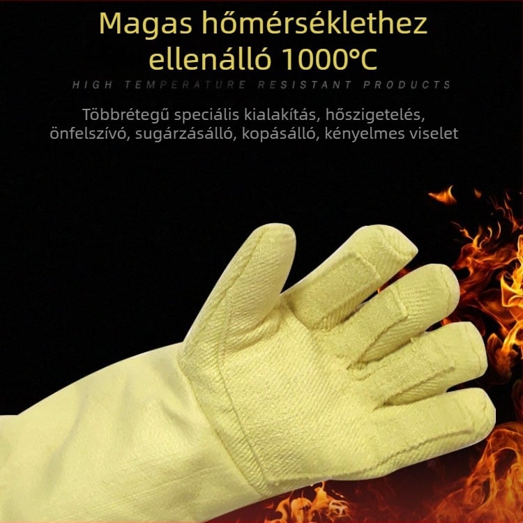 Castington para-aramid szövetből készült magas hőmérséklet-álló kesztyűk hegesztéshez, üveg- és fémipari feldolgozáshoz